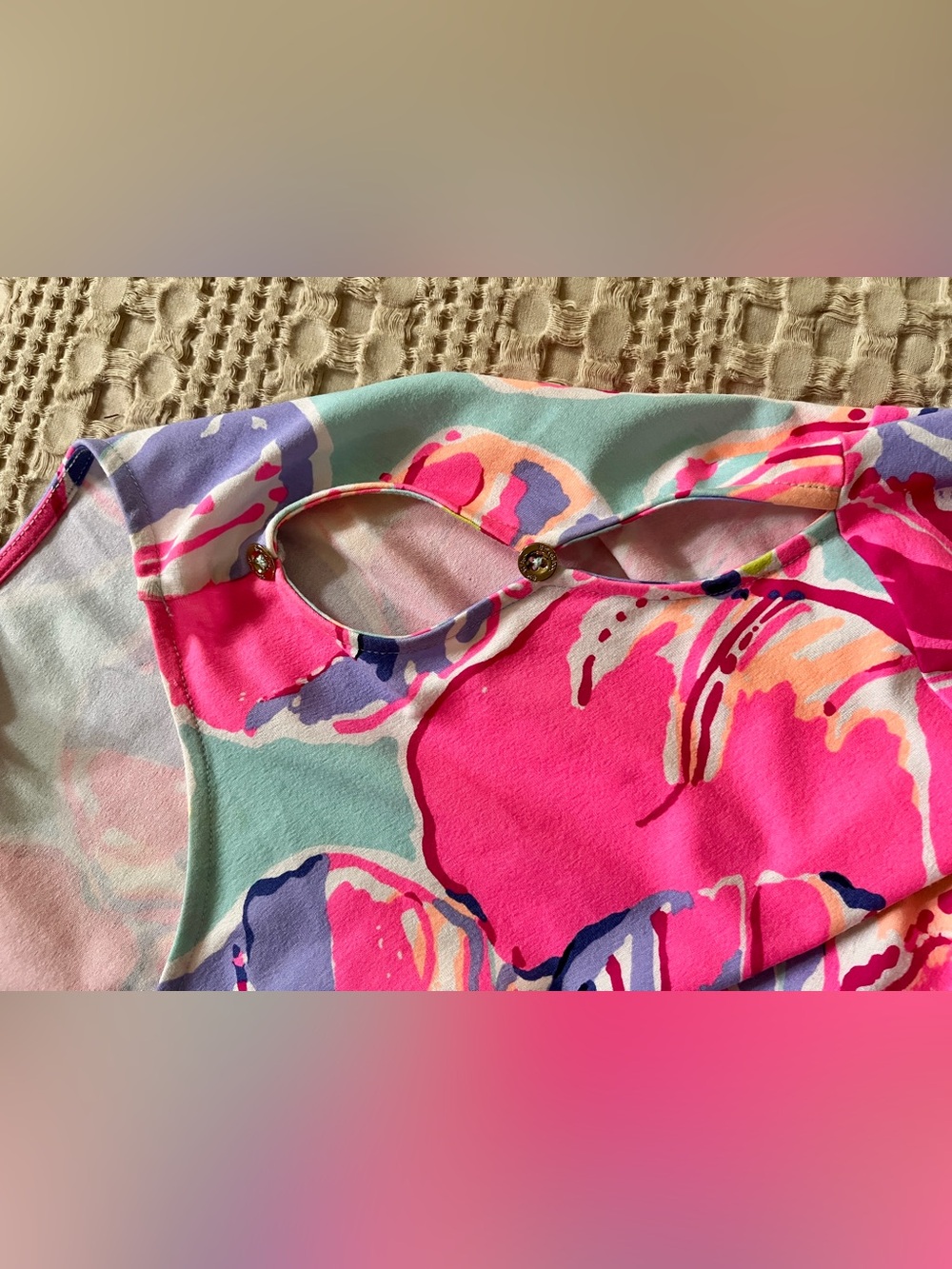 Lilly Pulitzer Pink, Purple & Aqua Floral Long Sleeve Shift Dress - Picture 4 of 5